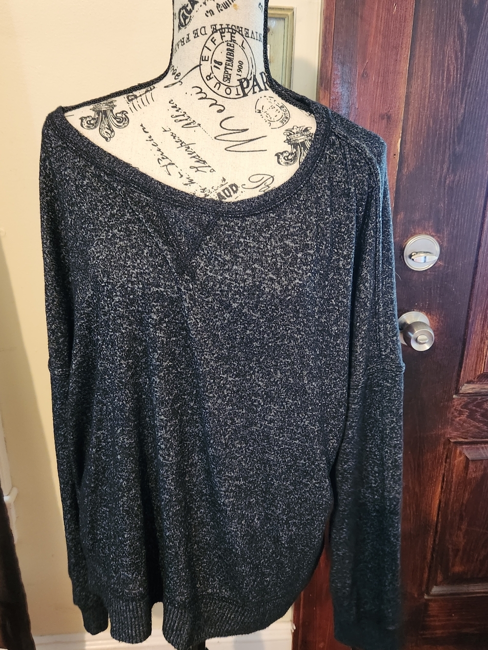stars above Black Marled Knit Pullover Pajama Top XL